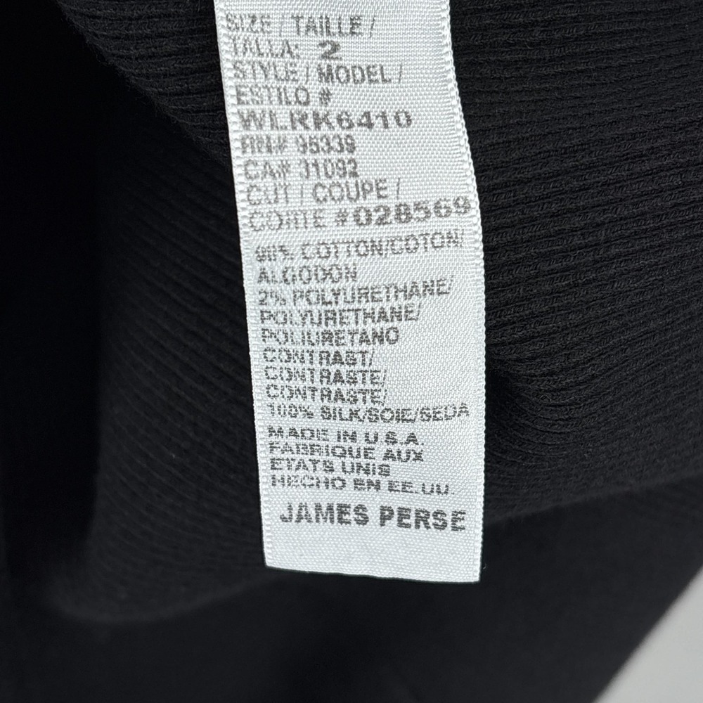 James Perse Dress Womens 2 Black Ribbed Tank Racerback Midi Bodycon Knit Stretch - Picture 11 of 13